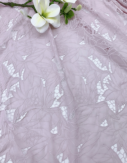 SS211225-EMB03 Pink Floral Laser-cut Embroidery Fabric