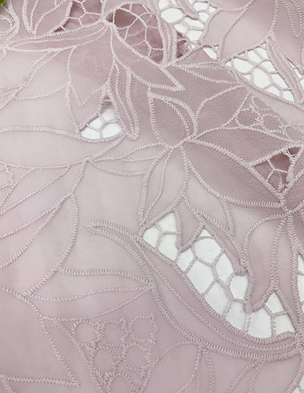 SS211225-EMB03 Pink Floral Laser-cut Embroidery Fabric