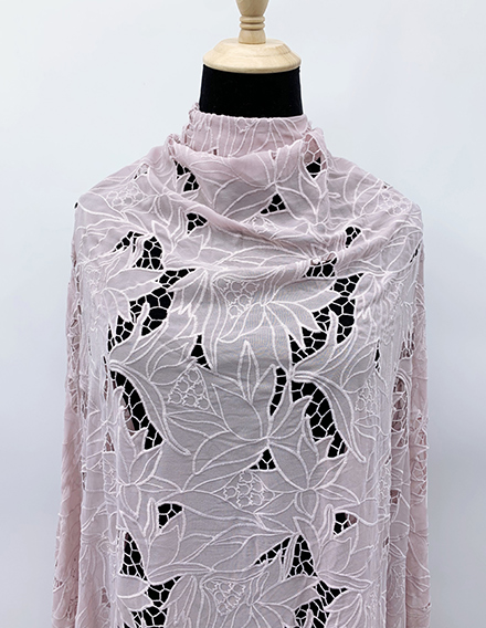 SS211225-EMB03 Pink Floral Laser-cut Embroidery Fabric