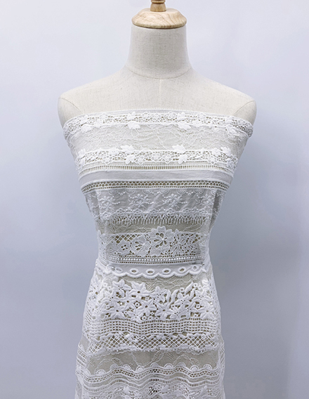 SS211225-EMB08 Ivory White Floral Embroidery Fabric