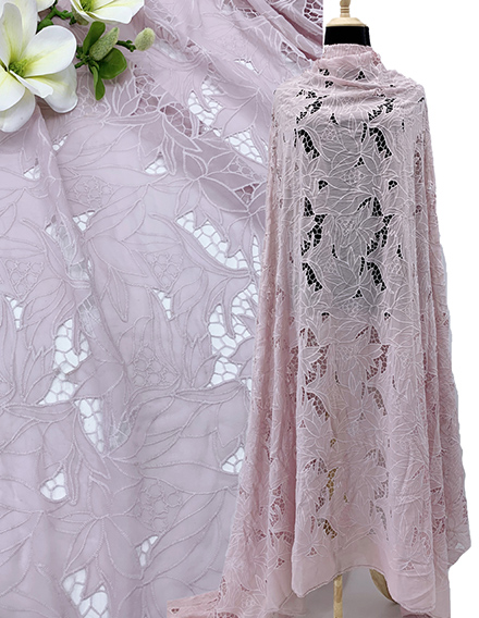 SS211225-EMB03 Pink Floral Laser-cut Embroidery Fabric