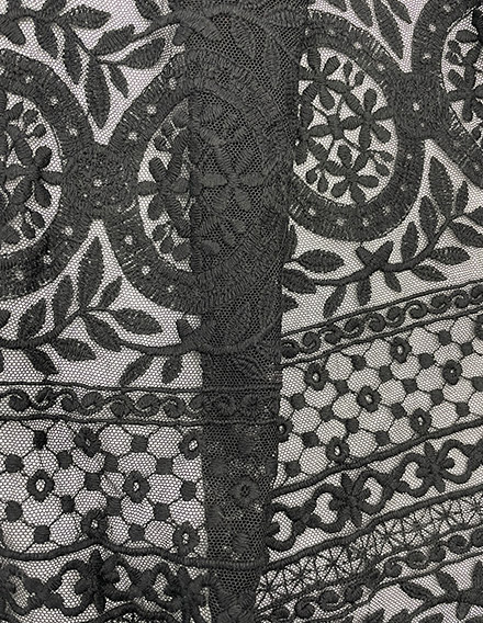 SS111015-EMB30GC Black Cotton Geometric Embroidered Mesh