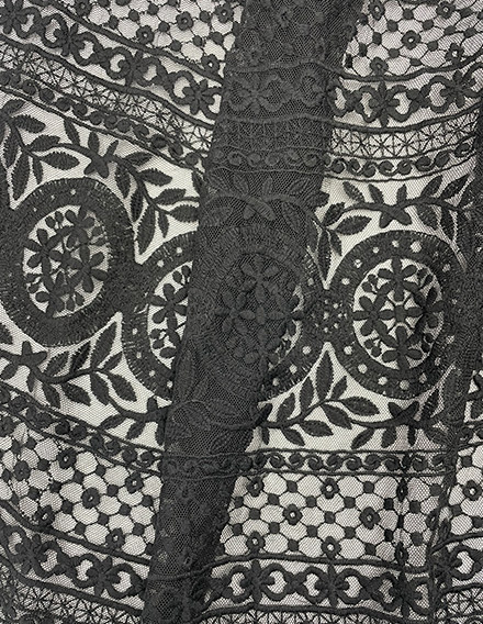 SS111015-EMB30GC Black Cotton Geometric Embroidered Mesh