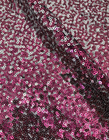 SS210815-SQ01 Silver to Wine Red Sequin Fabric on Black Mesh