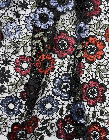 SS180914-SQ03D Multi-color Floral Sequin Fabric