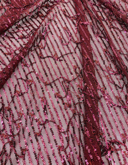 SS190522-SQ34B Red Wine Fringe Sequin Fabric
