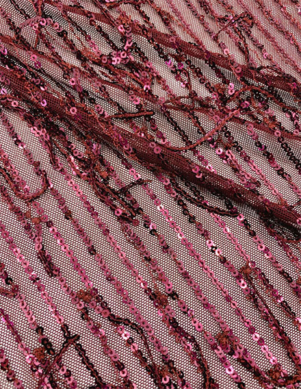 SS190522-SQ34B Red Wine Fringe Sequin Fabric