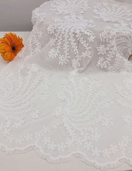 SS140516-EMB20 Ivory White 3D Embroidery Fabric