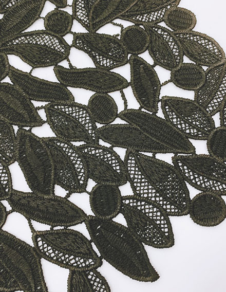 SS160428-COLLAR10 Black Leaves Embroidered Collar
