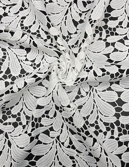 Ivory White Leaf Guipure Lace Fabric