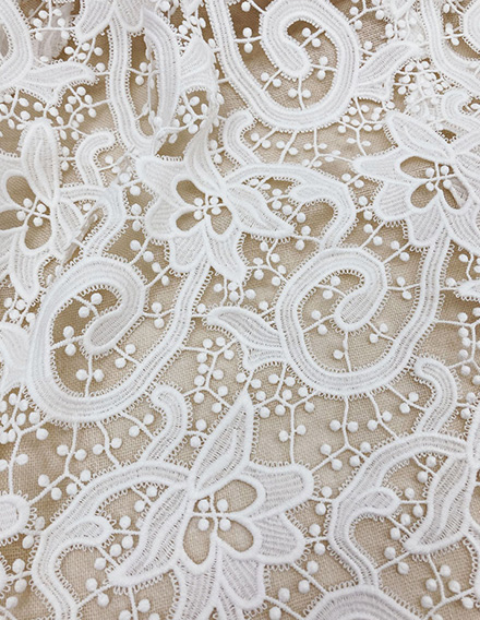 SS170817-LACE11 Ivory White Floral Chemical Lace Fabric