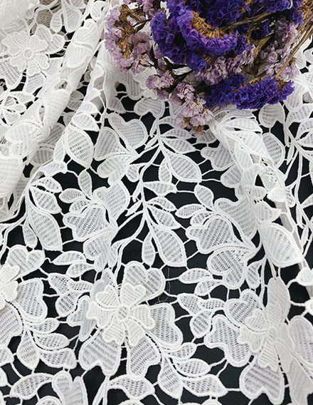 Ivory White 3D Floral Embroidery Fabric