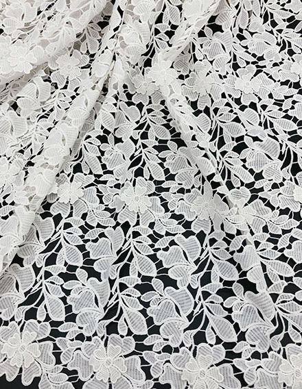 SS171031-EMB02 Ivory White 3D Floral Embroidery Fabric