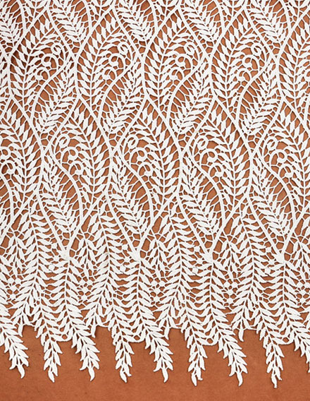 SS180412-EMB05 Ivory White Cotton Leaf Chemical Lace Fabric