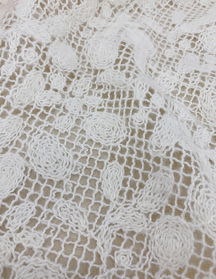 SS181116-EMB03 Ivory White Wool-like Guipure Lace Fabric