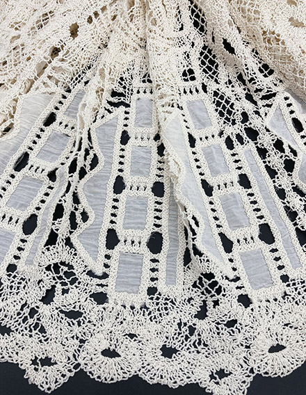 SS190626-EMB05C Natural Geometric Laser-cut Lace Fabric