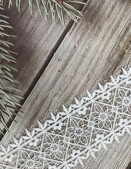 SS190703-LACE21 Ivory White Polyester Embroidered Lace Ladder Trim