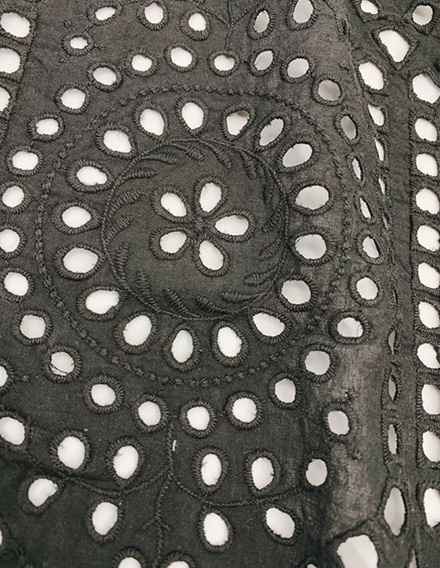 SS190826-EMB08 Black Geometric Eyelet Fabric