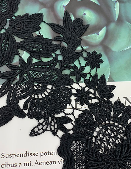 Black Stylized Floral Lace Fabric