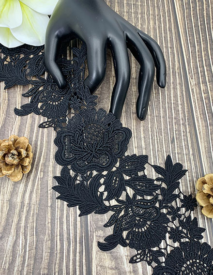 Black 3D Rose Guipure Lace Fabric