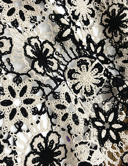 SS210607-EMB04 Black/Natural Floral Chemical Lace Fabric