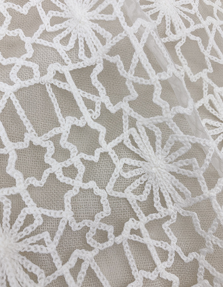 SS210816-EMB01 Ivory White Geometric Embroidery on Mesh