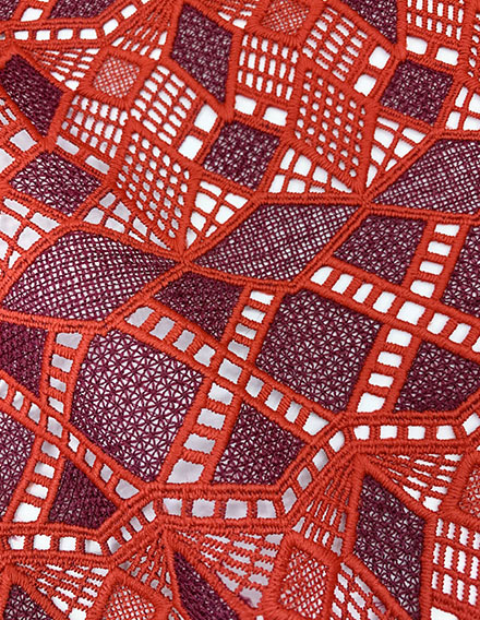 SS210929-EMB11 2-Tone Red/Burgundy Geometric Chemical Embroidery Fabric