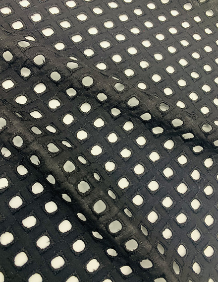 SS211109-EMB25 Black Geometric Eyelet Fabric