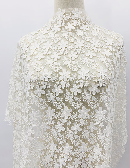 SS211109-EMB30 Ivory White 3D Floral Embroidered Mesh