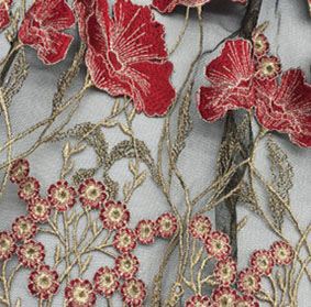 Floral border embroidered net fabric